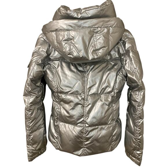 S13 Women Kylie Metallic Down Filled Coat Small Silver Gray Hooded Winter Jacket - Picture 7 of 14